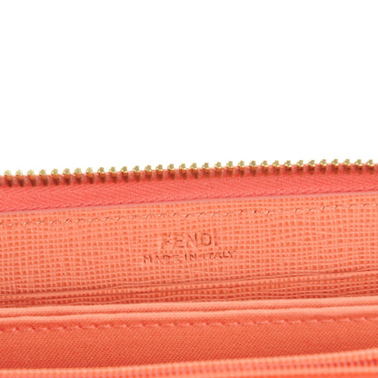 Fendi Zucca Spalmati Vitello Elite Zip Around Wallet Tobacco Pesca 6 of 8