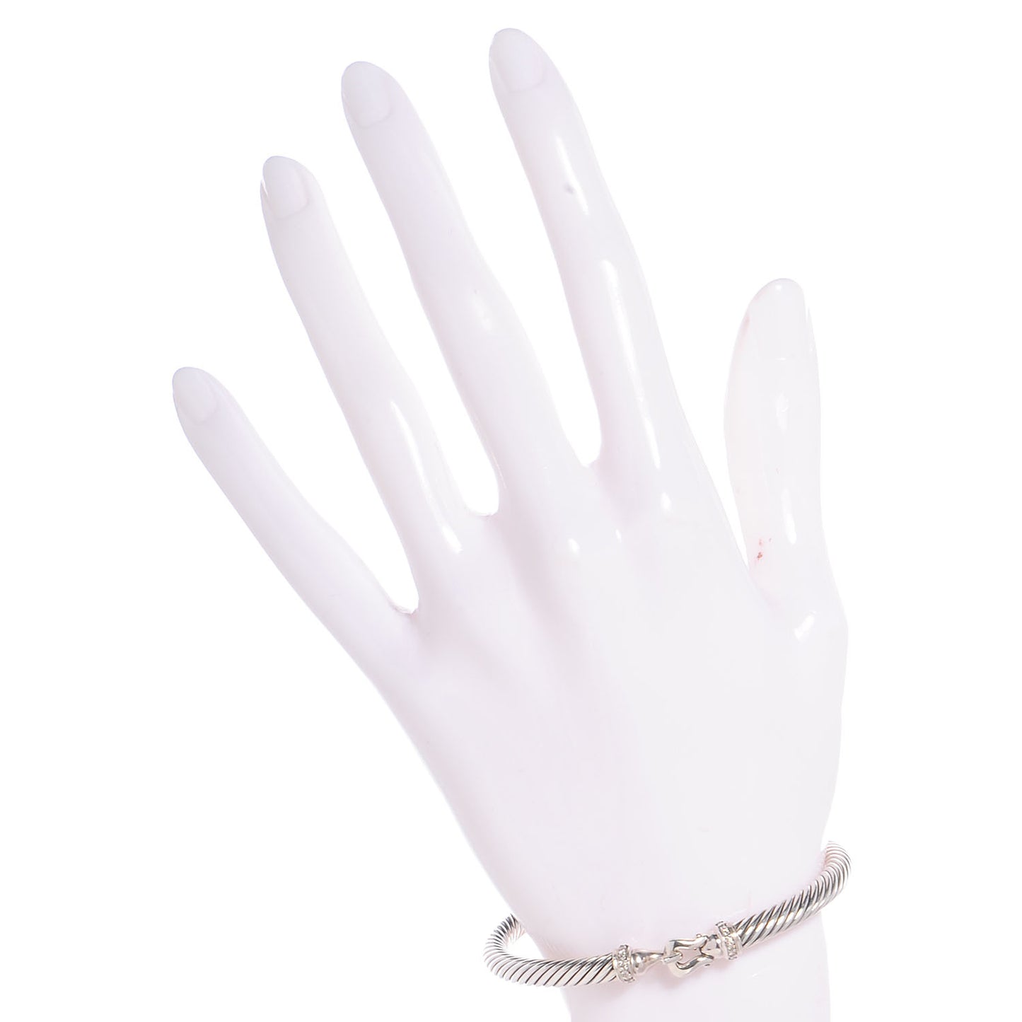 Sterling Silver Diamond 5mm Cable Buckle Bracelet