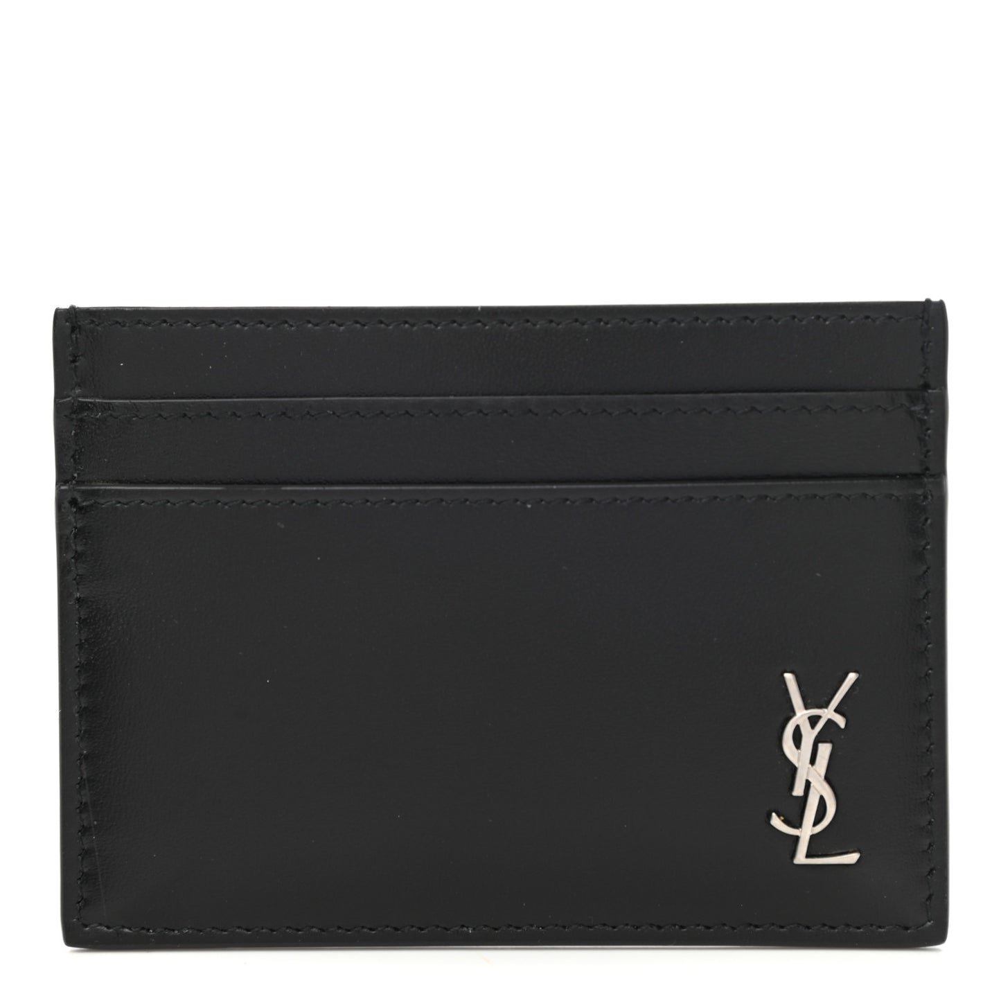 Calfskin Tiny Cassandre Credit Card Case Black