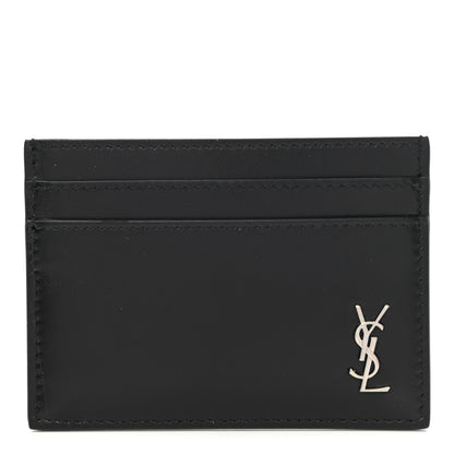 Saint Laurent Calfskin Tiny Cassandre Credit Card Case Black 1 of 9