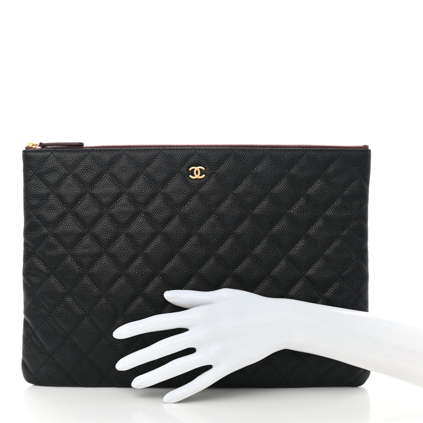 Caviar Quilted Large Cosmetic Case Black