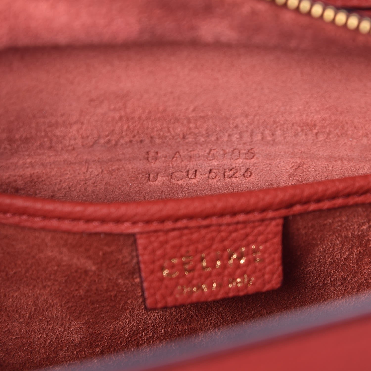 Celine Drummed Calfskin Nano Luggage Coquelicot 7 of 16