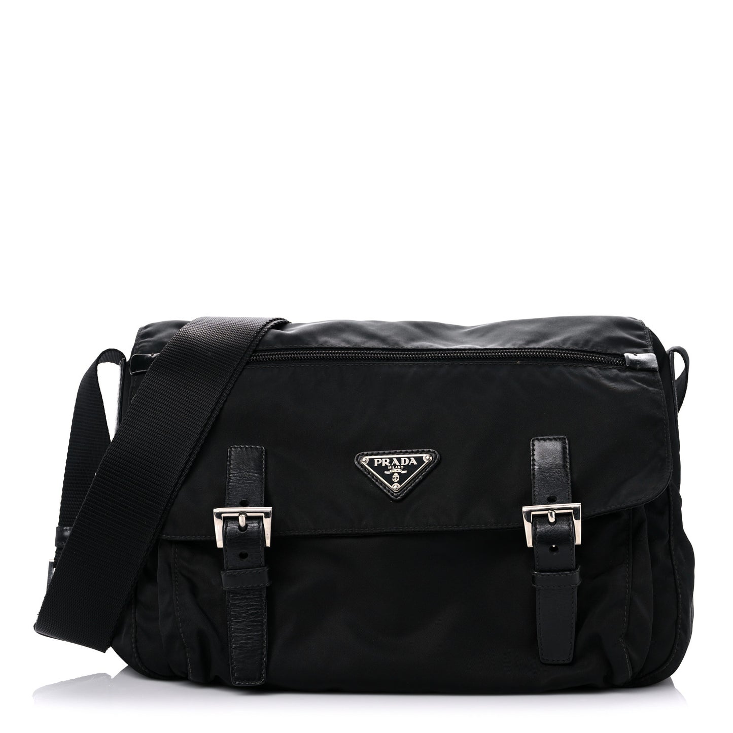 Tessuto Nylon Saffiano Messenger Bag Black