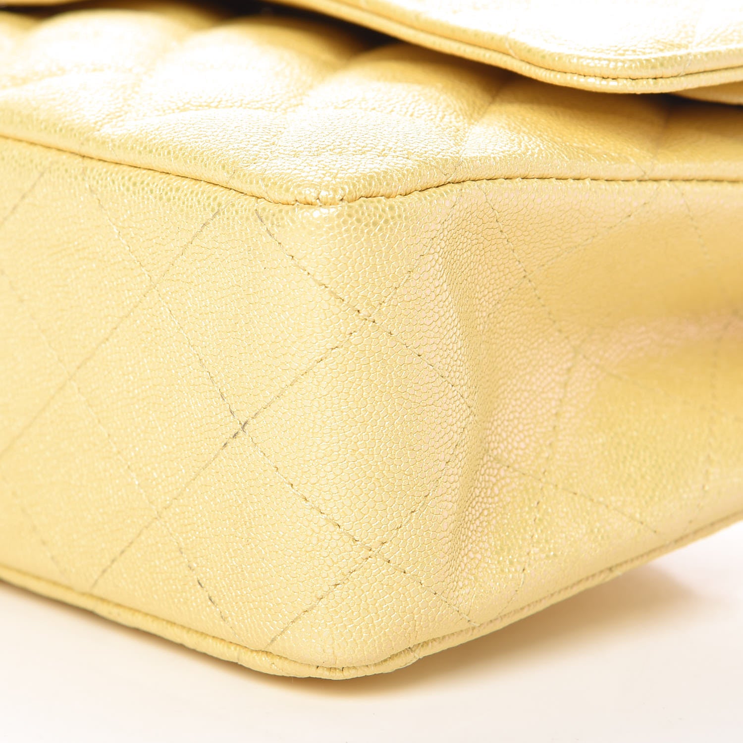 Chanel Iridescent Caviar Quilted Medium Double Flap Yellow 6 of 9