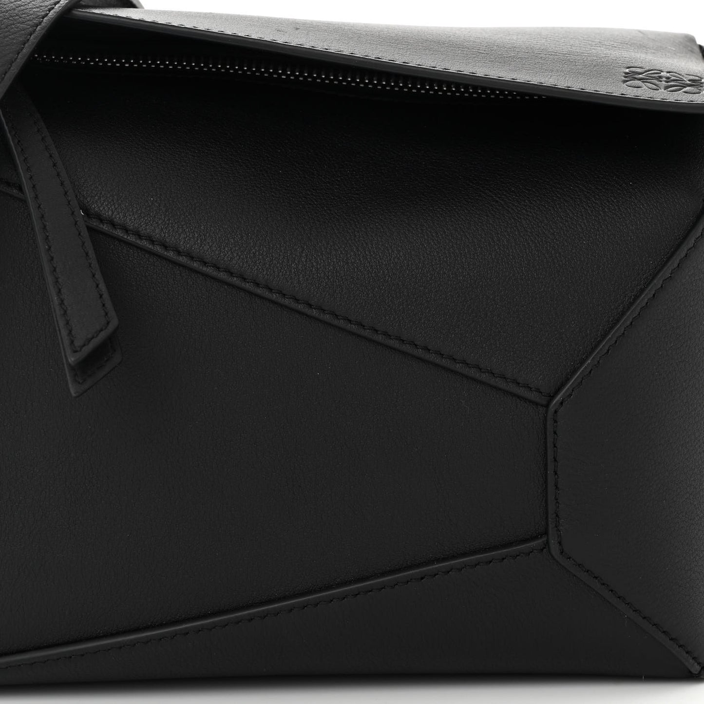 Calfskin Small Puzzle Edge Bag Black