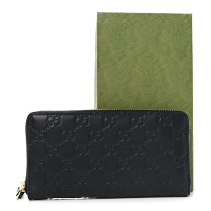 Gucci GG Calfskin Embossed Emblem Zip Around Wallet Black 8 of 8