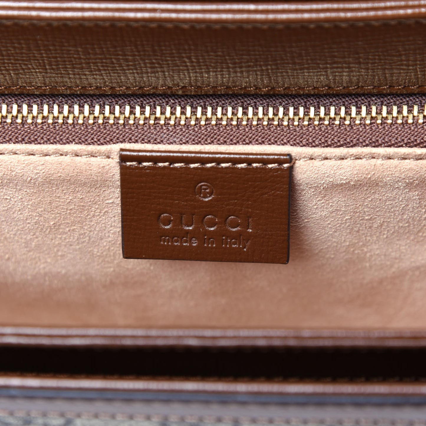 GG Supreme Monogram Horsebit 1955 Shoulder Bag Beige Brown Sugar