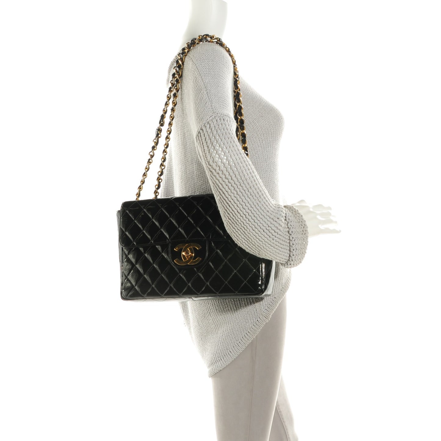 Patent Quilted XL Flap Black