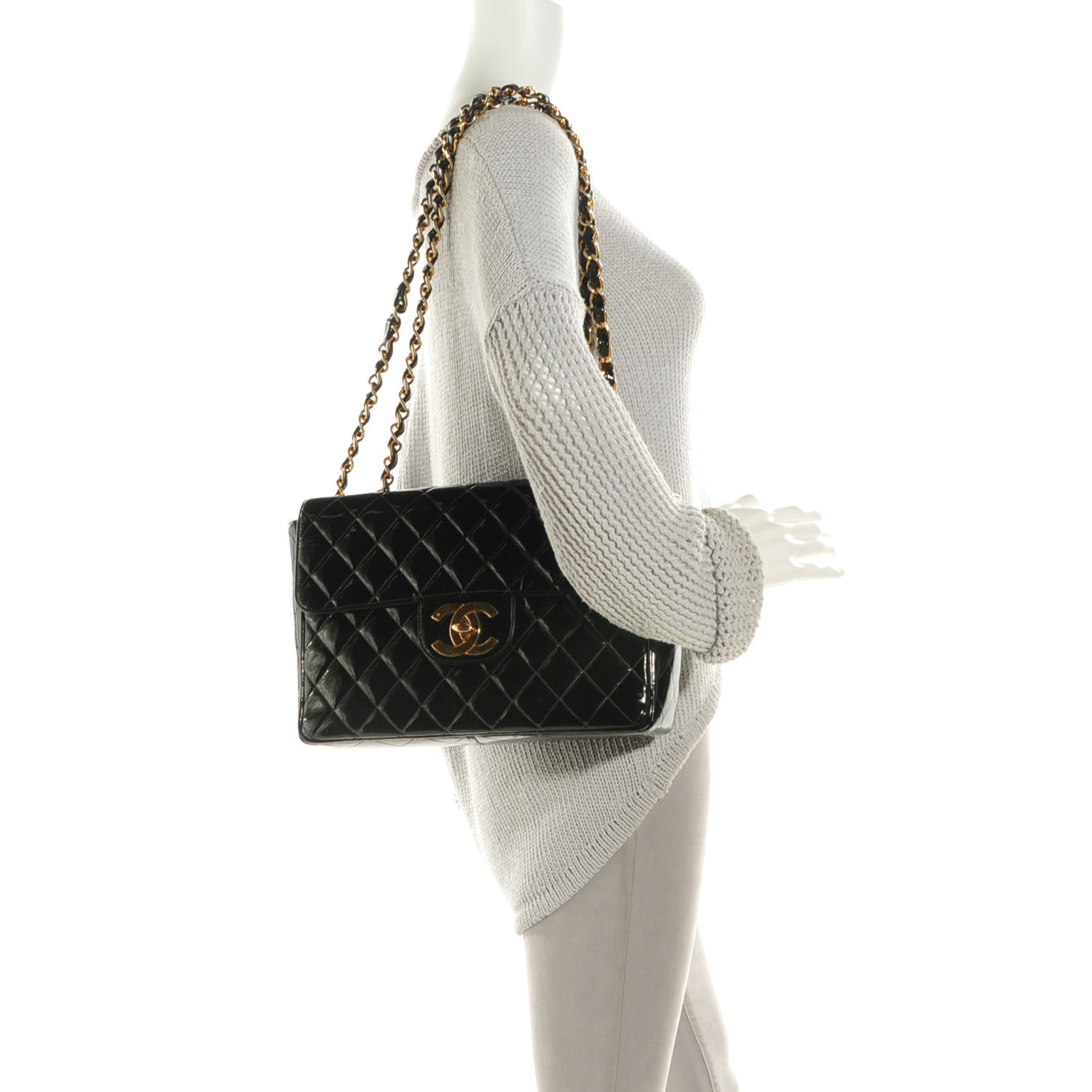 Chanel Patent Quilted XL Flap Black 2 of 12
