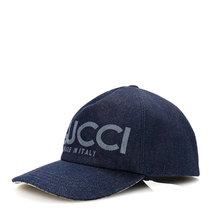 Gucci Lasered Denim Monogram Logo Baseball Hat L Blue 1 of 8