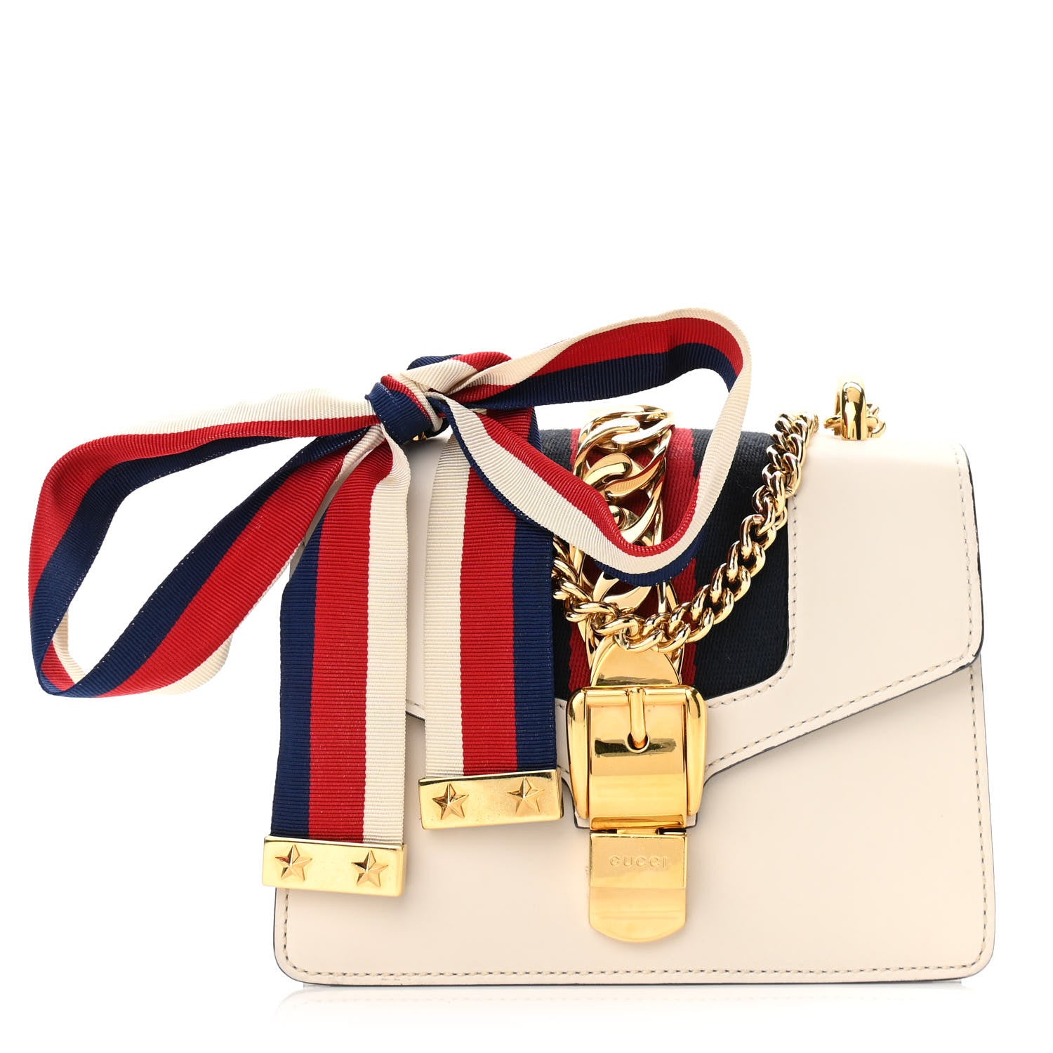 Gucci Calfskin Mini Sylvie Chain Shoulder Bag White 1 of 12