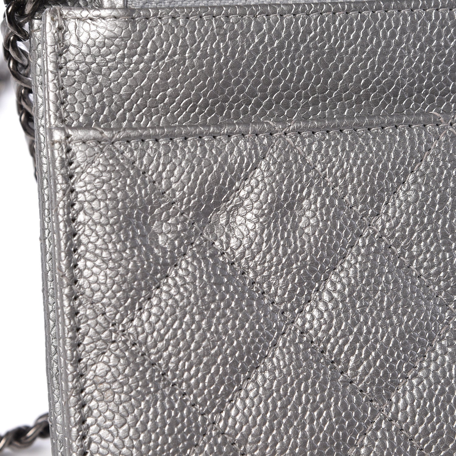 Chanel Metallic Caviar Quilted Wallet on Chain WOC Silver 12 of 12