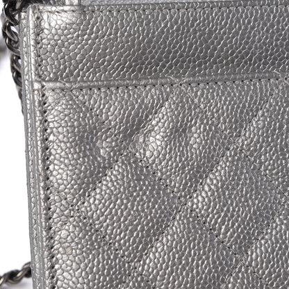 Chanel Metallic Caviar Quilted Wallet on Chain WOC Silver 12 of 12