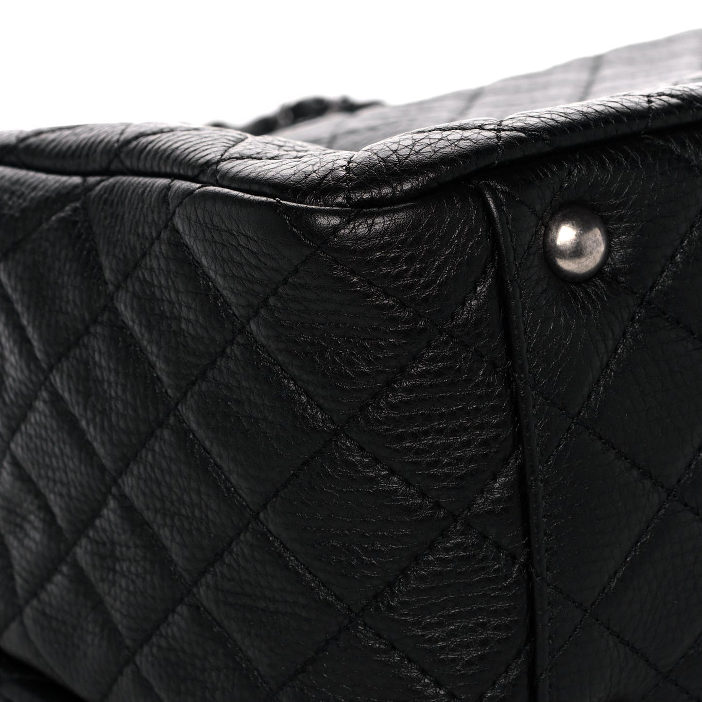 Calfskin Quilted XXL Travel Flap Bag Black