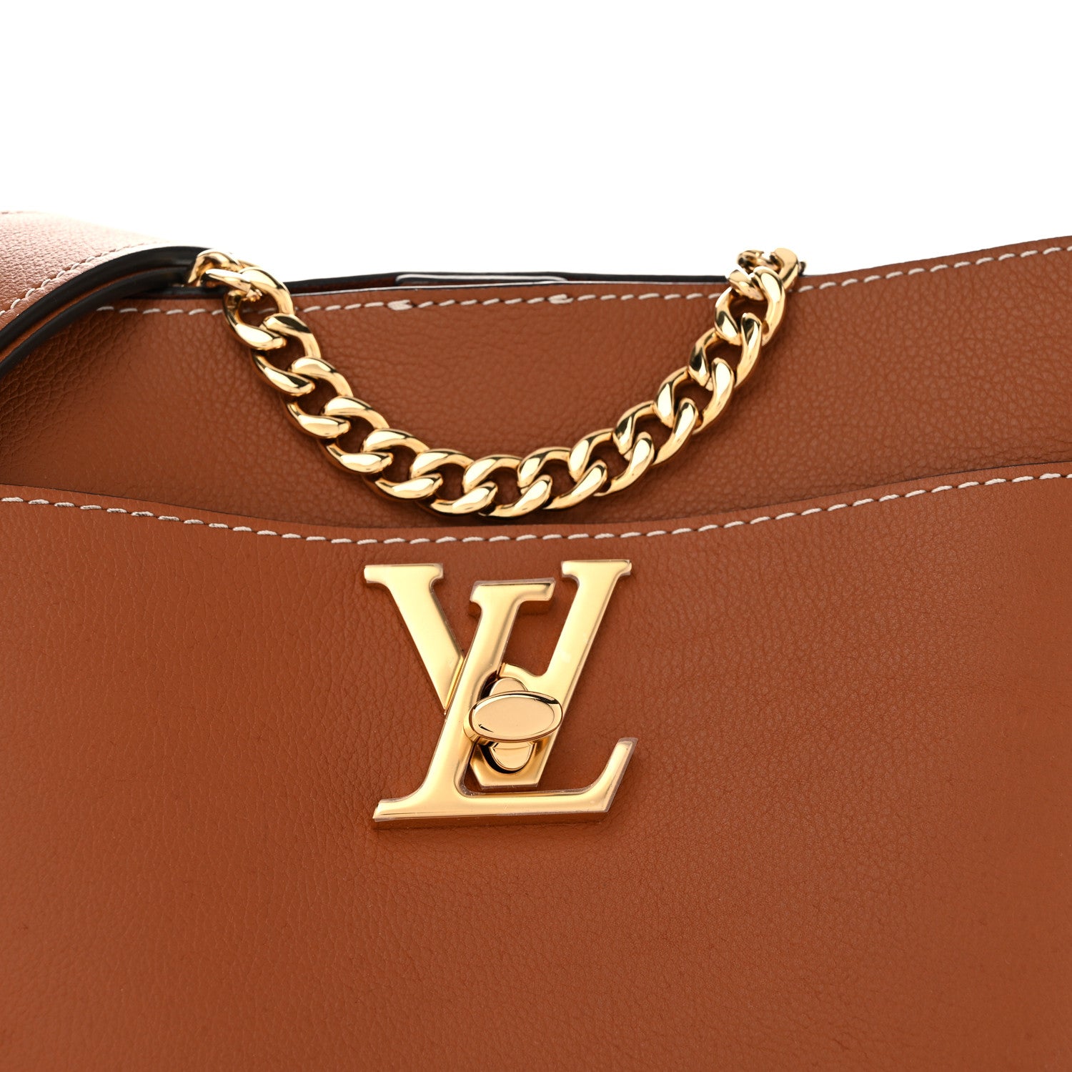 Louis Vuitton Calfskin Lock and Walk Bucket Cognac 8 of 10