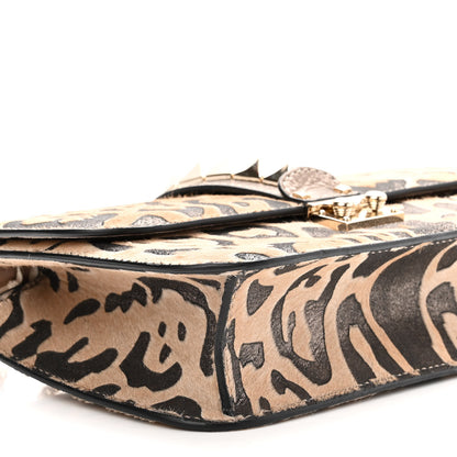 Valentino Garavani Calf Hair Leopard Print Medium Glam Lock Rockstud Flap Blush 7 of 8