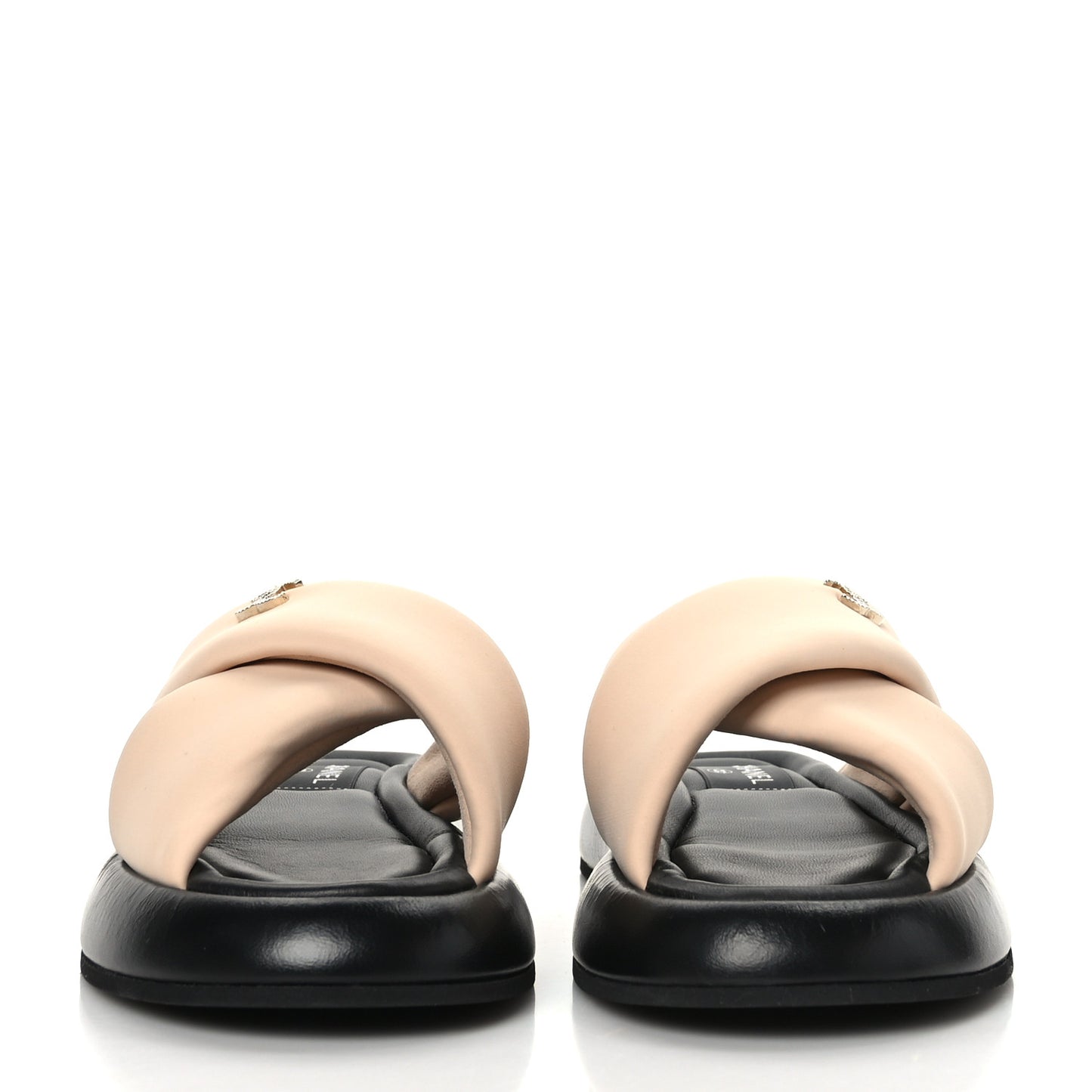 Fabric CC Mules Sandals 38 Light Beige