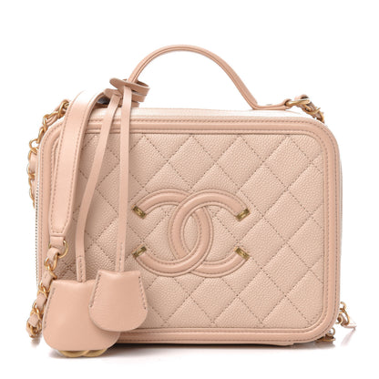 Chanel Caviar Quilted Medium CC Filigree Vanity Case Beige 1 of 10