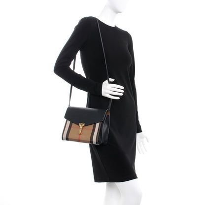Burberry Derby Calfskin House Check Small Macken Crossbody Bag Black 2 of 10