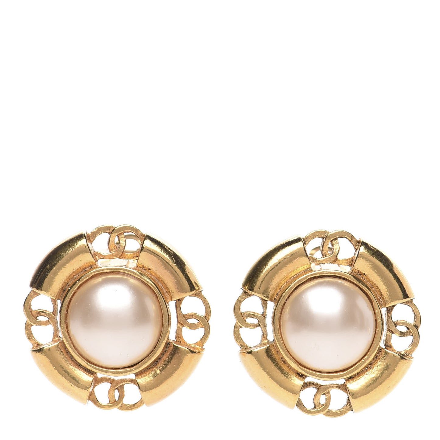 Pearl CC Clip On Earrings Gold