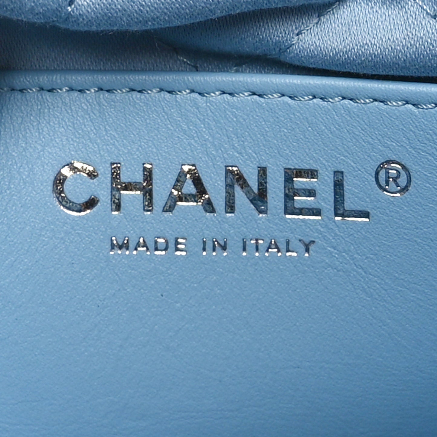 Shiny Calfskin Quilted Mini Chanel 22 Light Blue
