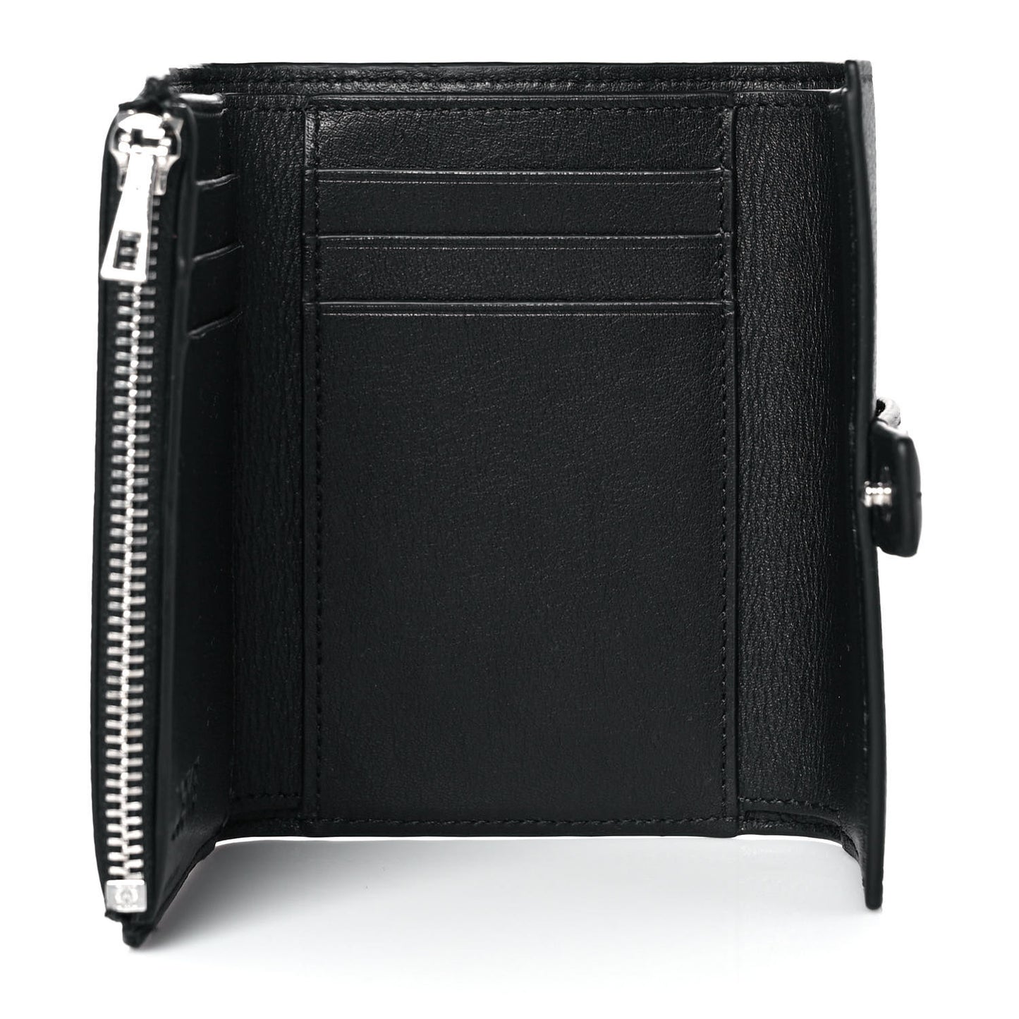 Grained Calfskin Small Vertical Wallet Black