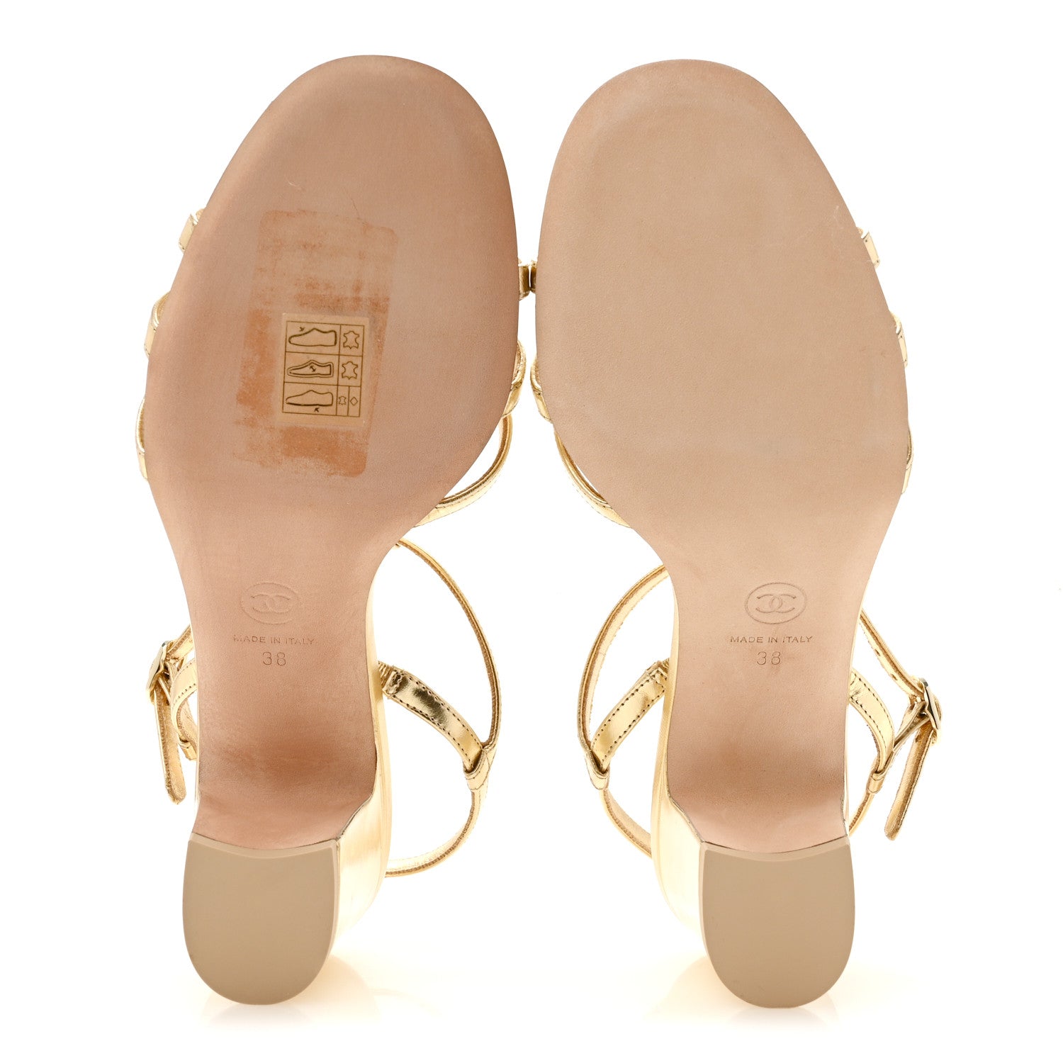 Chanel Metallic Lambskin CC Strappy Sandals 38 Gold 6 of 12