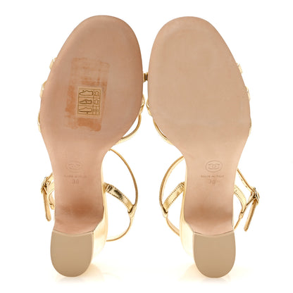 Chanel Metallic Lambskin CC Strappy Sandals 38 Gold 6 of 12