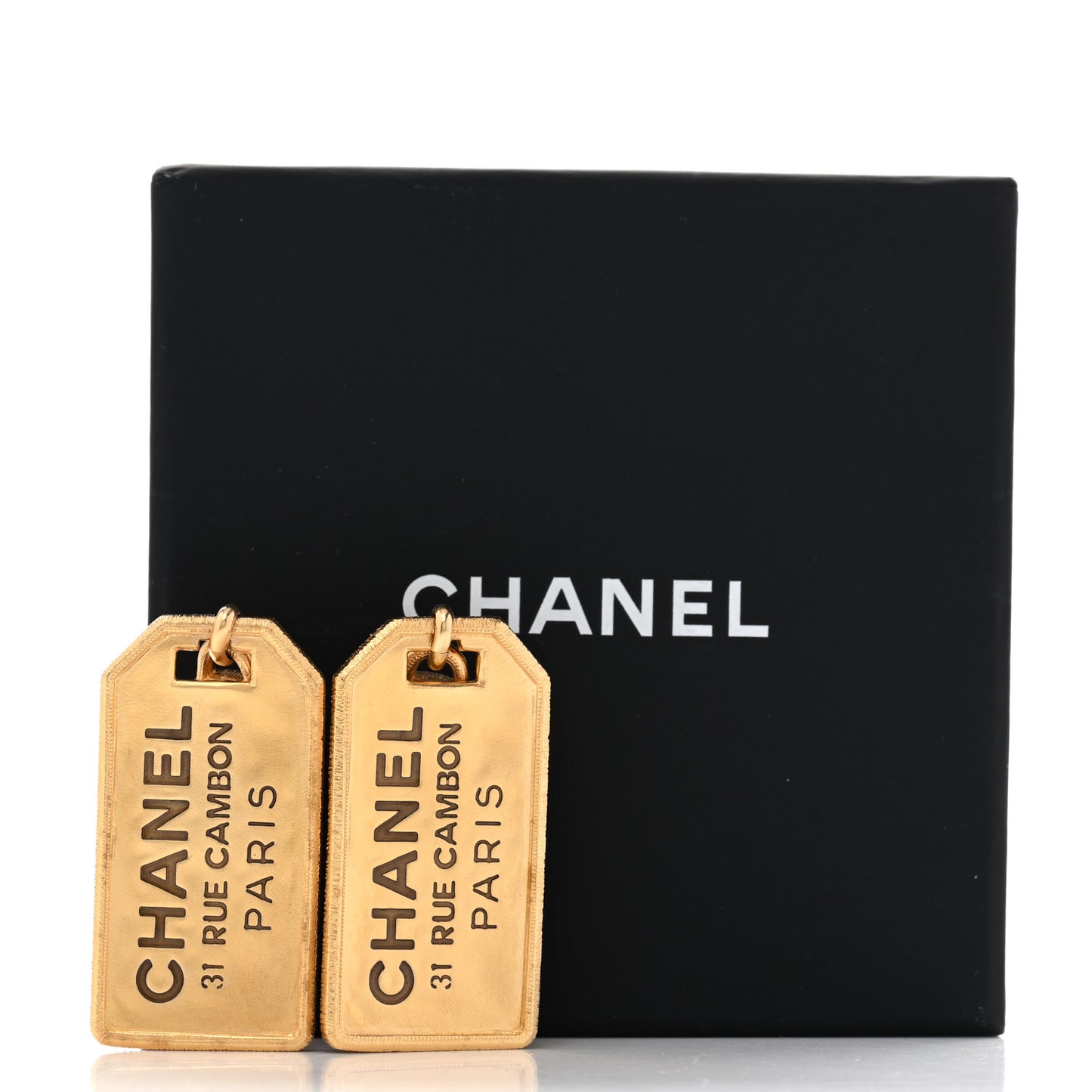 Pearl CC Tags Drop Earrings Gold
