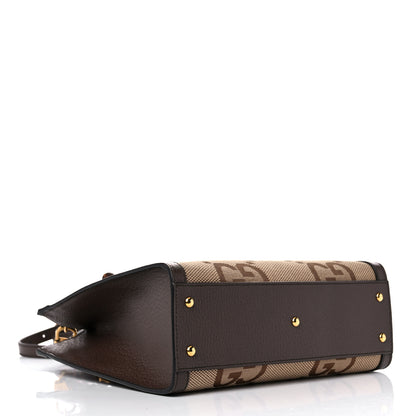 Gucci Monogram Jumbo GG Textured Dollar Calfskin Small Diana Tote Bag Camel Ebony New Acero 4 of 12