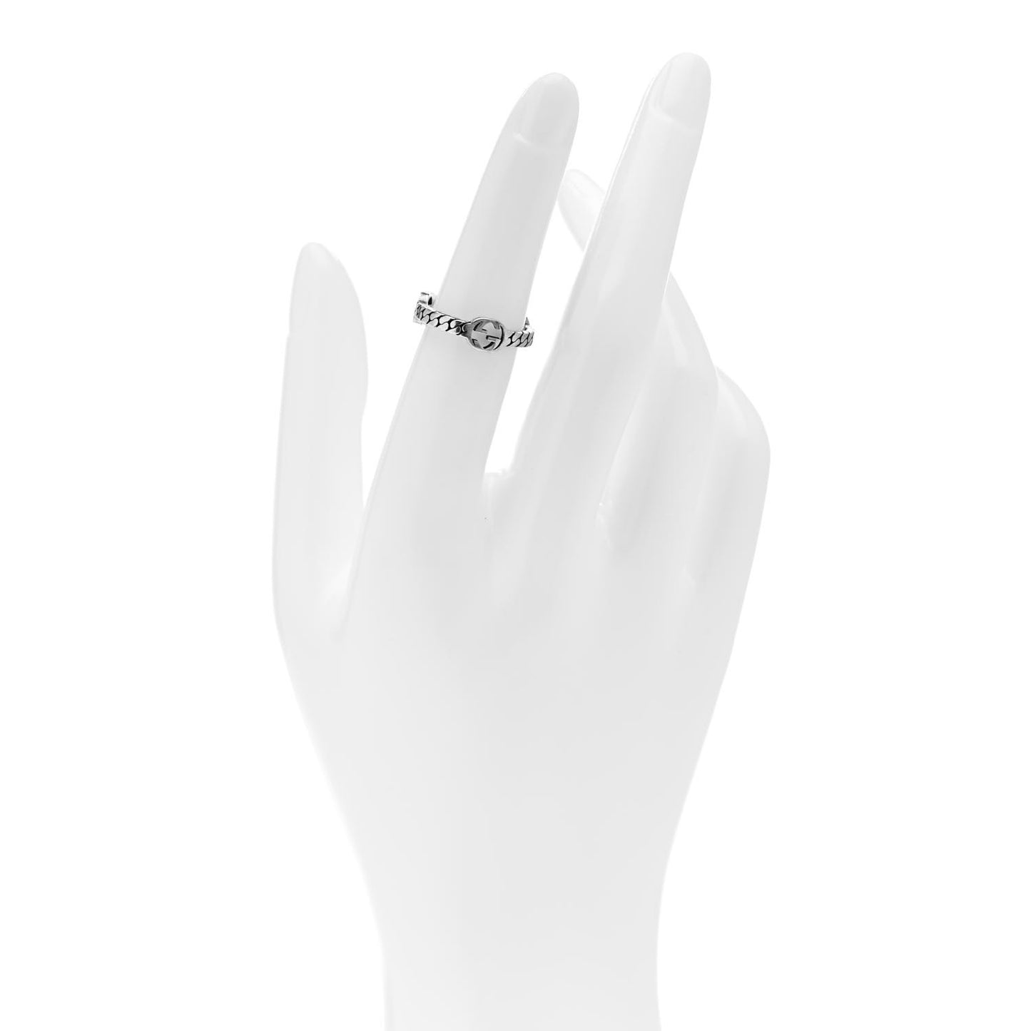 Sterling Silver Interlocking G Chain Ring 50 5.25