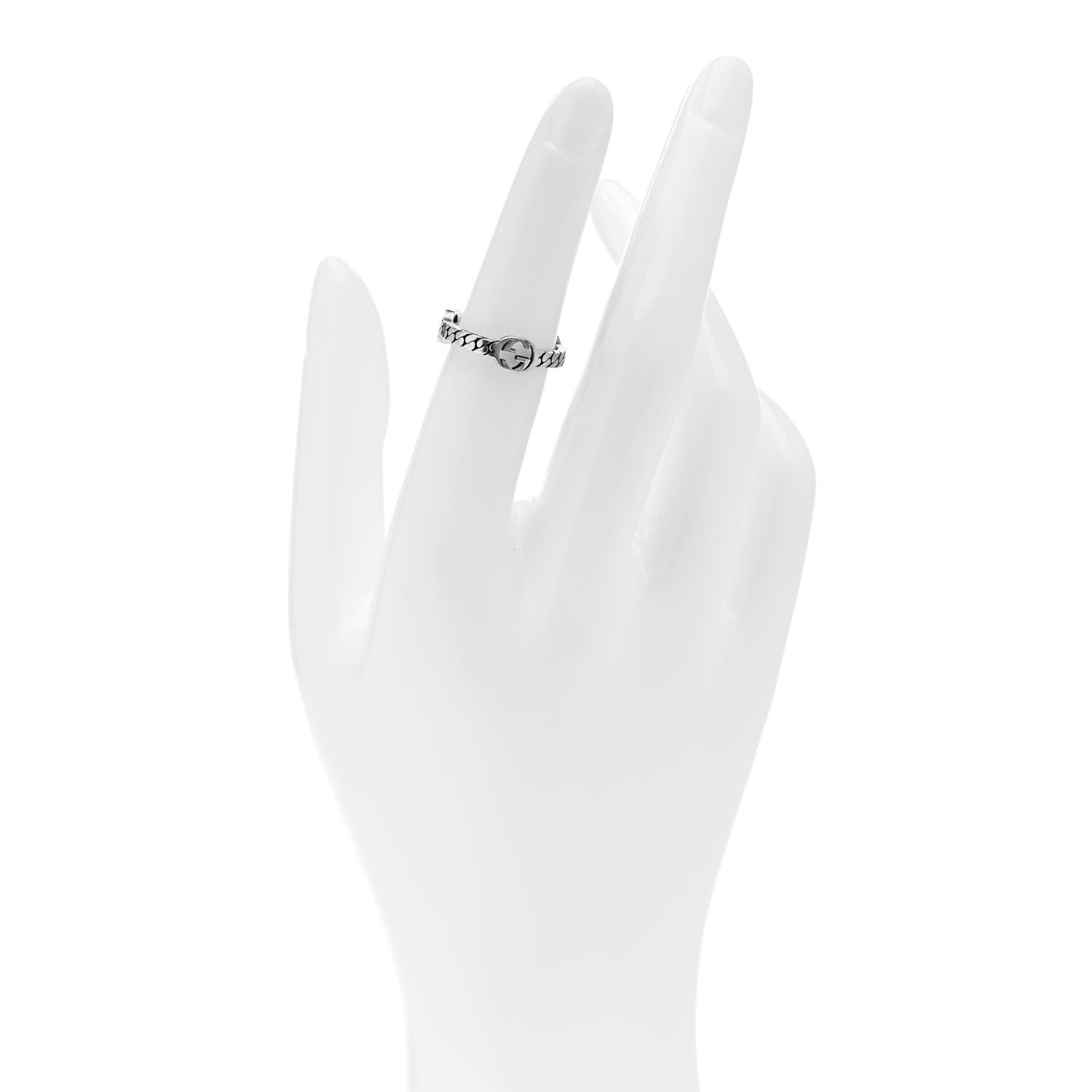 Gucci Sterling Silver Interlocking G Chain Ring 50 5.25 2 of 5