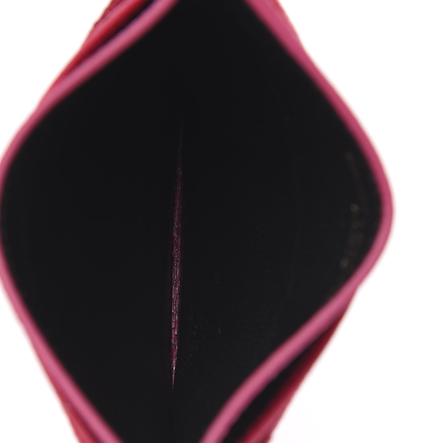 Saint Laurent Grain De Poudre Matelasse Chevron Monogram Credit Card Case Fresh Fuxia 5 of 10