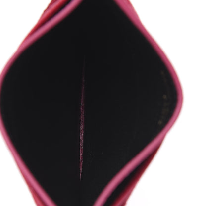 Saint Laurent Grain De Poudre Matelasse Chevron Monogram Credit Card Case Fresh Fuxia 5 of 10