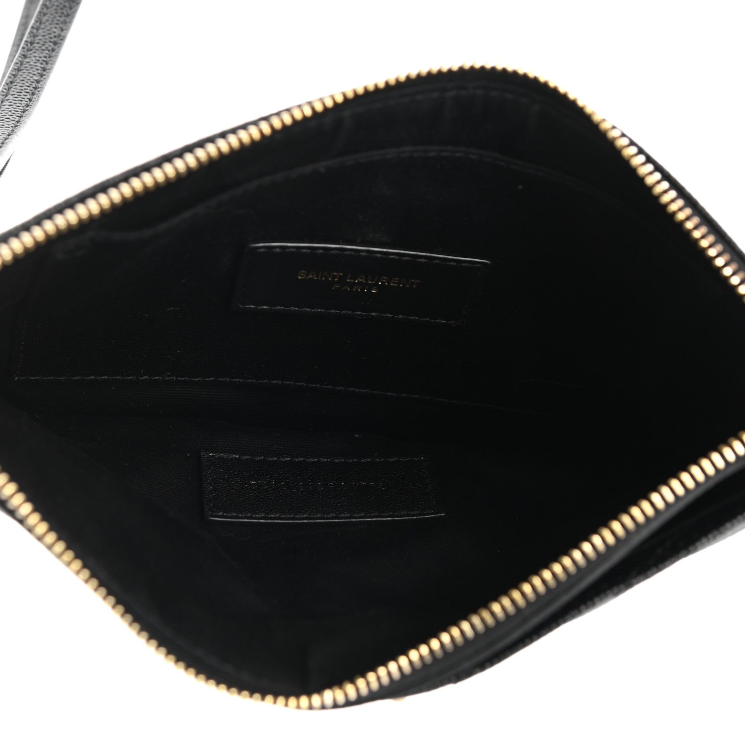 Saint Laurent Grain De Poudre Chevron Monogram Large Bill Pouch Black 5 of 7