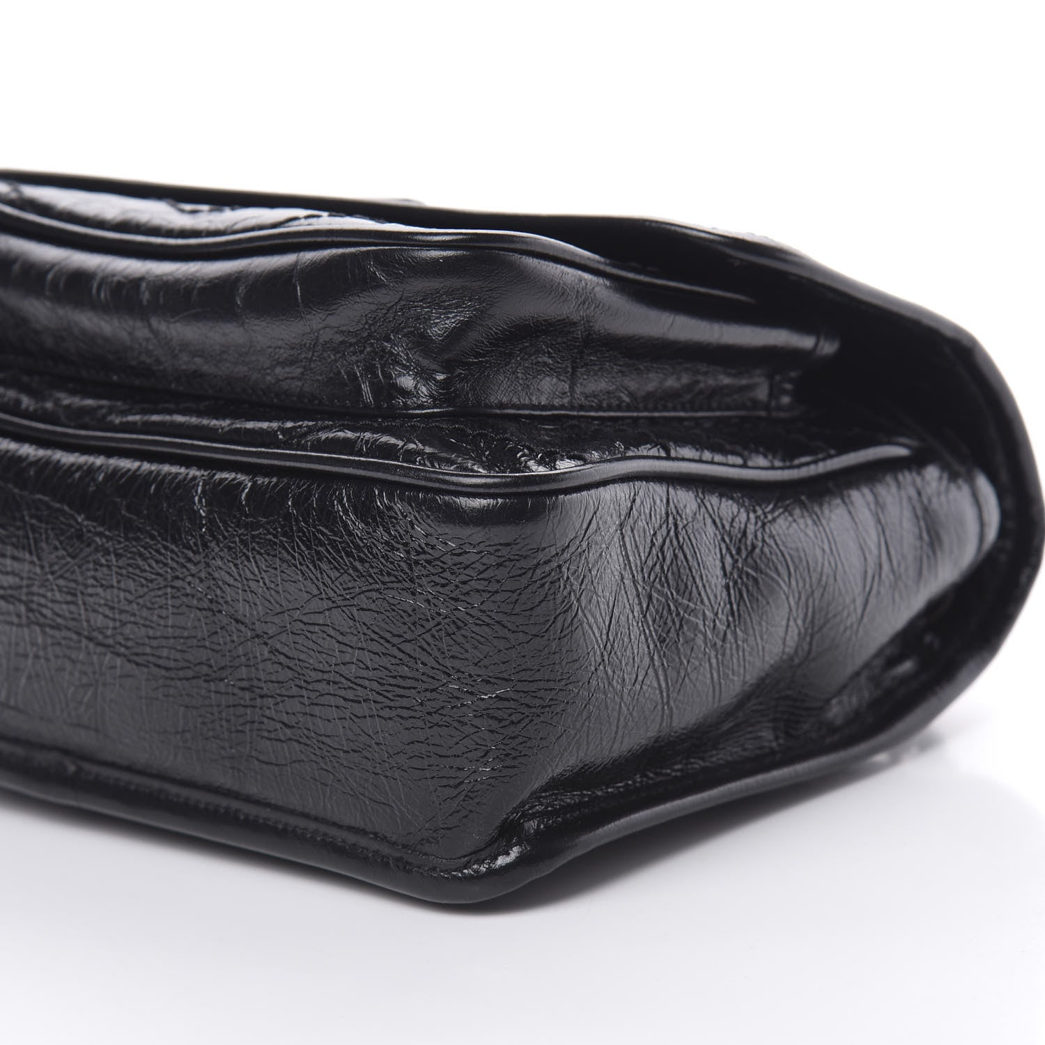 Saint Laurent Crinkled Calfskin Matelasse Monogram Baby Niki Chain Satchel Black 10 of 11