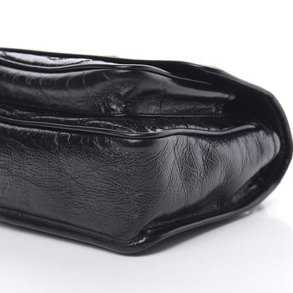 Saint Laurent Crinkled Calfskin Matelasse Monogram Baby Niki Chain Satchel Black 10 of 11