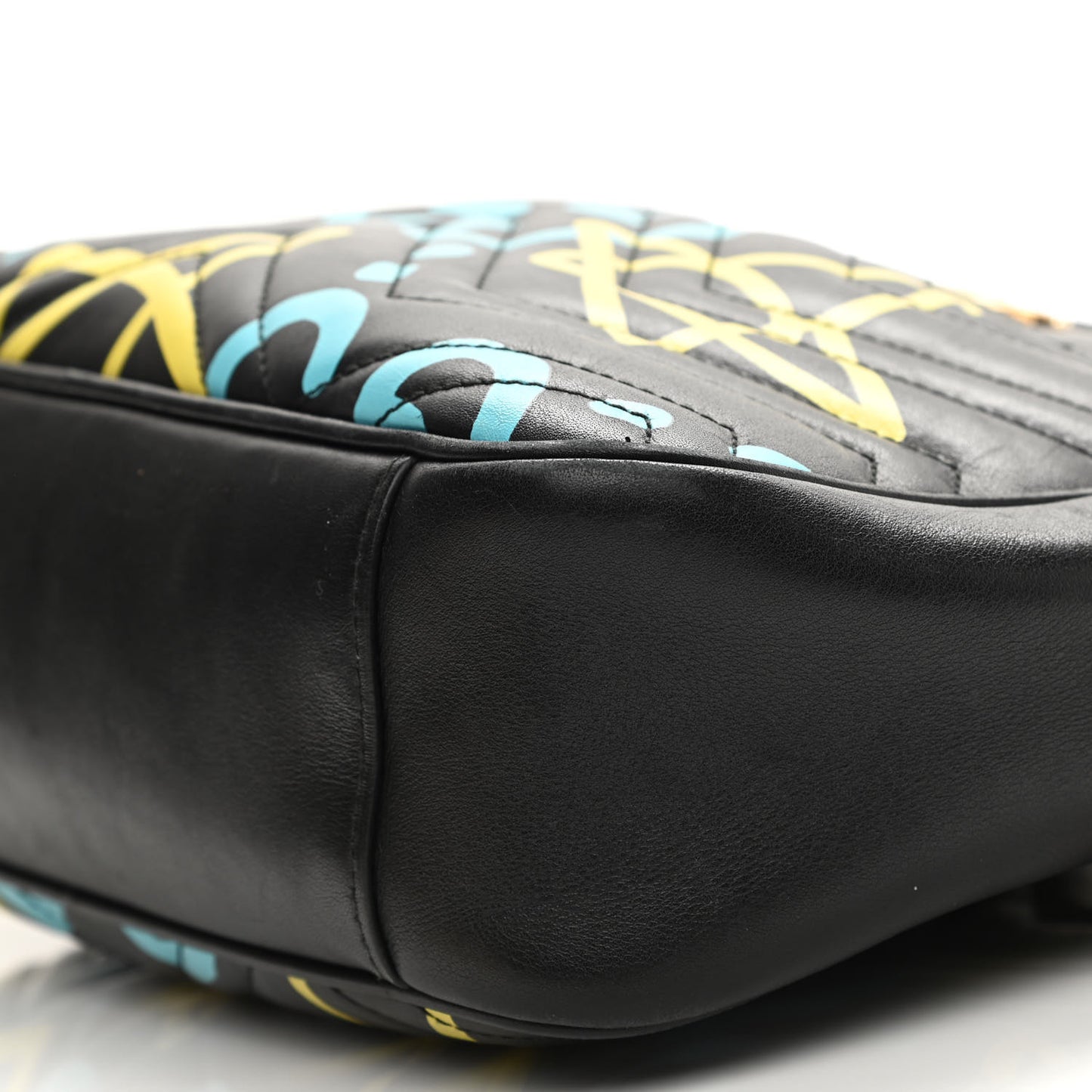 Calfskin Matelasse GucciGhost Medium GG Marmont Chain Shoulder Bag Black New Acquamarine