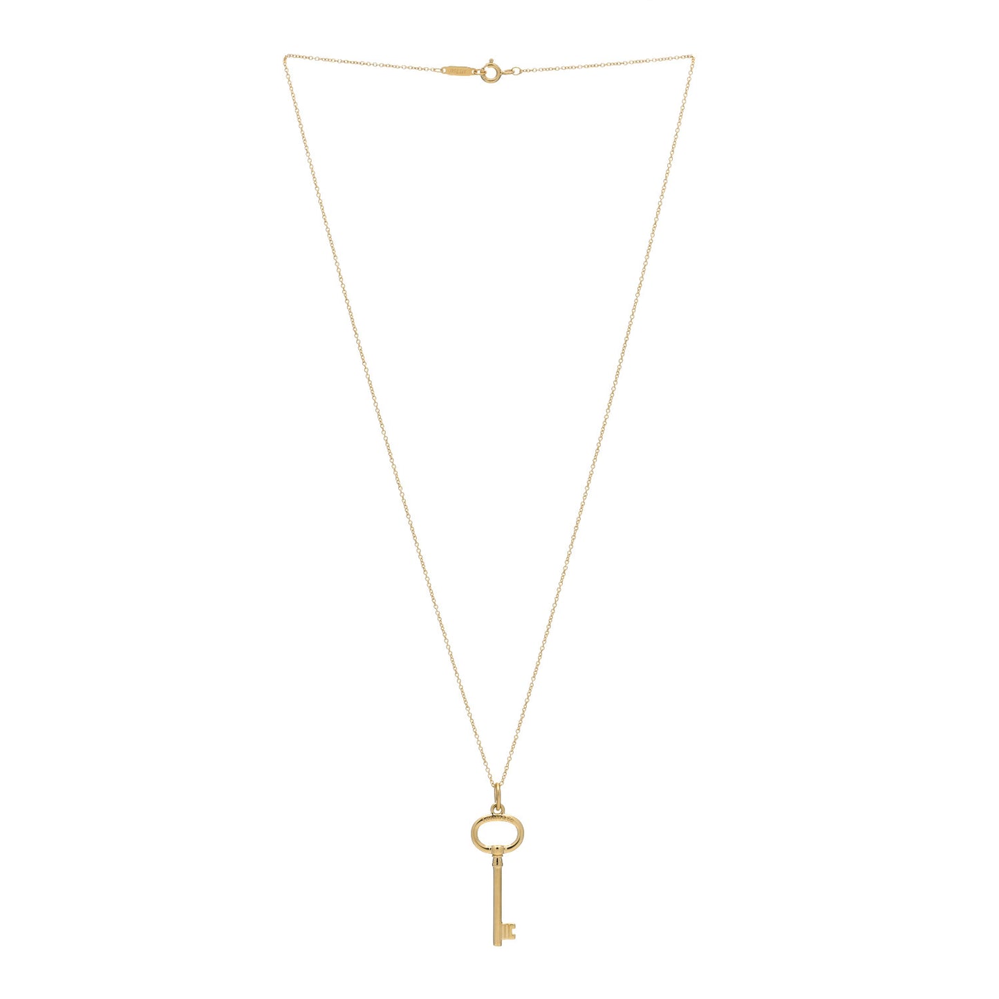 18K Yellow Gold Small Oval Key Pendant Necklace