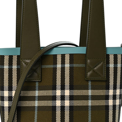 Burberry Cotton Check Mini London Tote Bag Olive Green 7 of 9