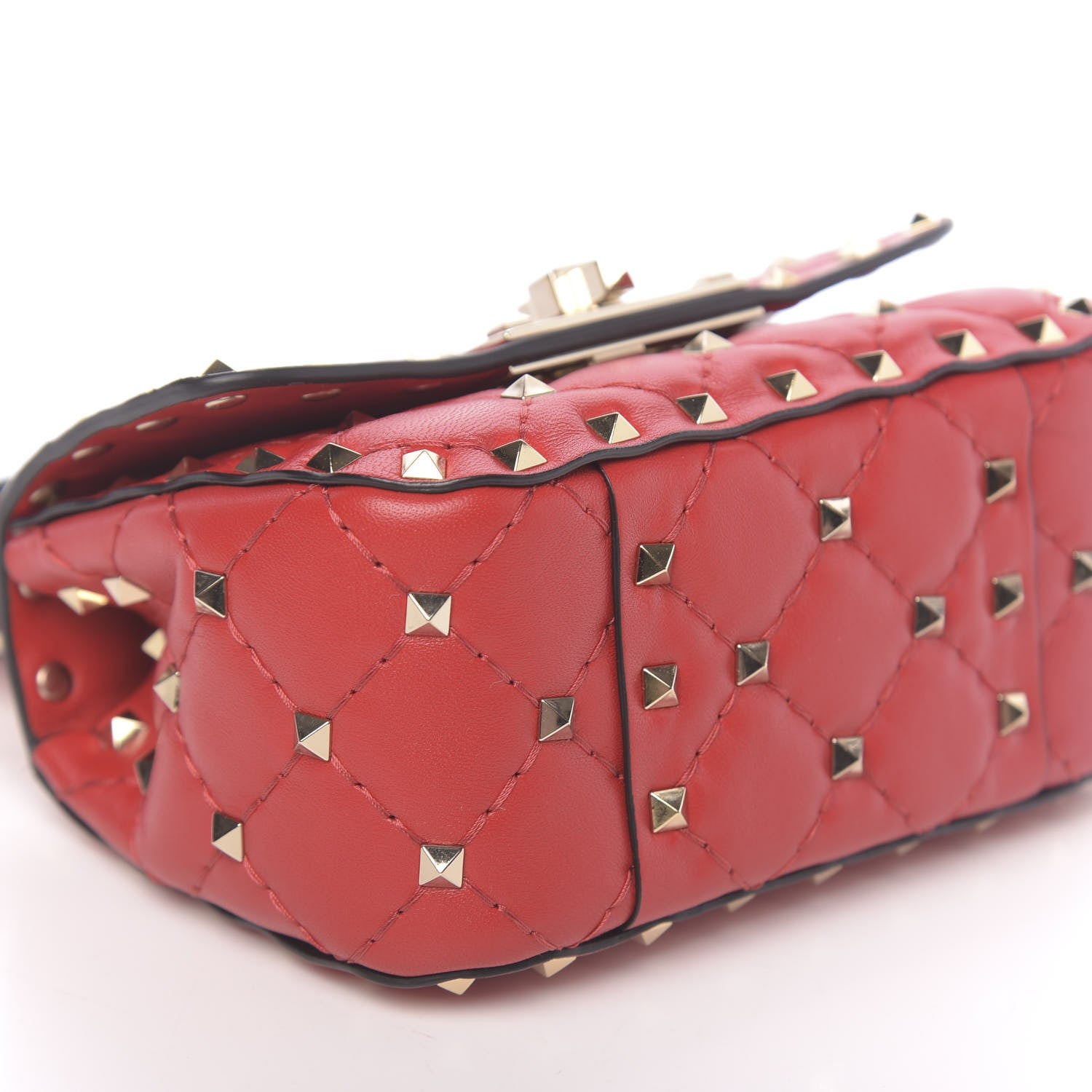 Valentino Garavani Lambskin Micro Rockstud Spike Shoulder Bag Red 7 of 9