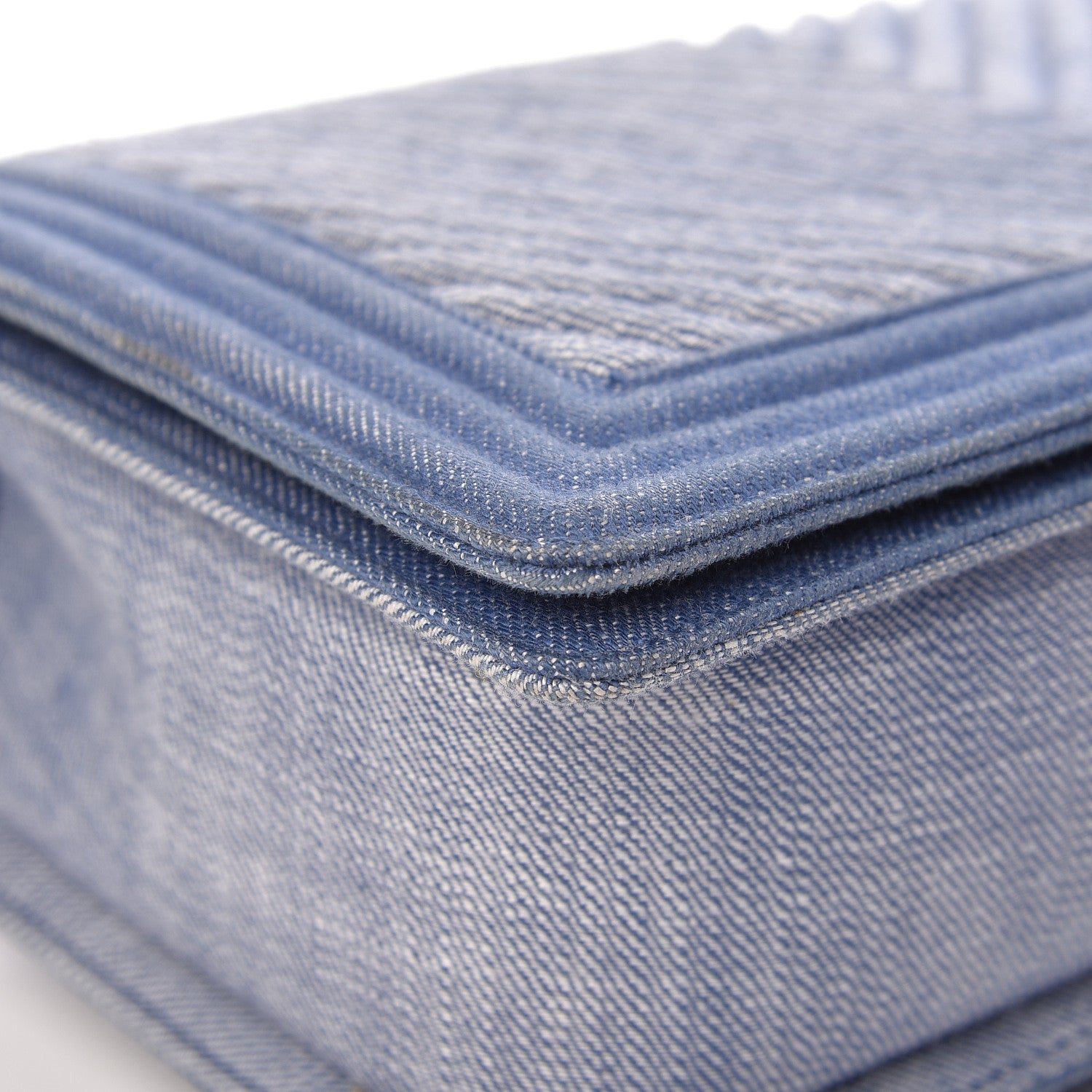 Chanel Denim Chevron Quilted New Medium Boy Flap Blue 9 of 13