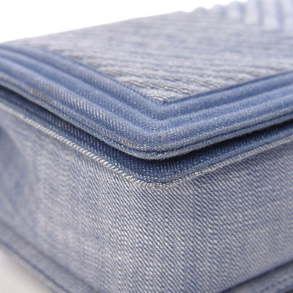 Chanel Denim Chevron Quilted New Medium Boy Flap Blue 9 of 13