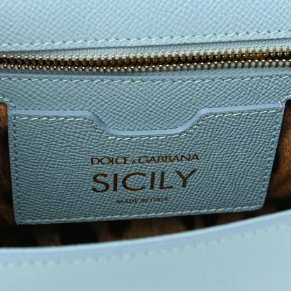 Dolce & Gabbana Dauphine Calfskin Miss Sicily Satchel Light Blue 6 of 9