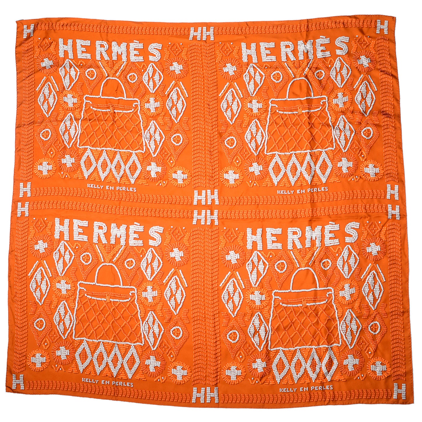Silk Giant Twill Lave Kelly En Perles Scarf 140 Orange