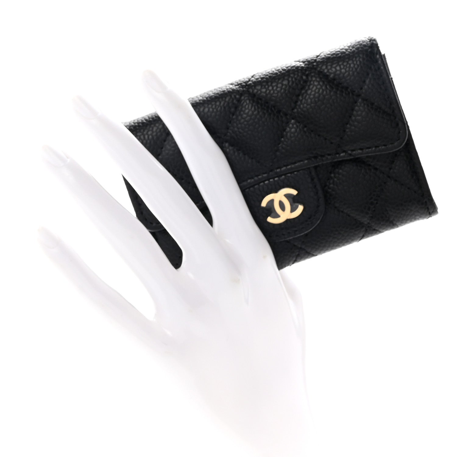 Chanel Caviar Quilted Flap Card Holder Wallet Black 2 of 8