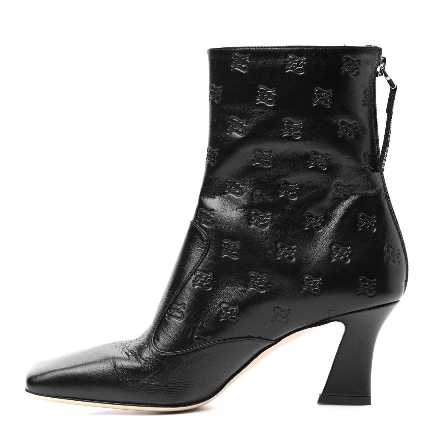 Vitello Karligraphy Embossed FFreedom Ankle Boots 36 Black