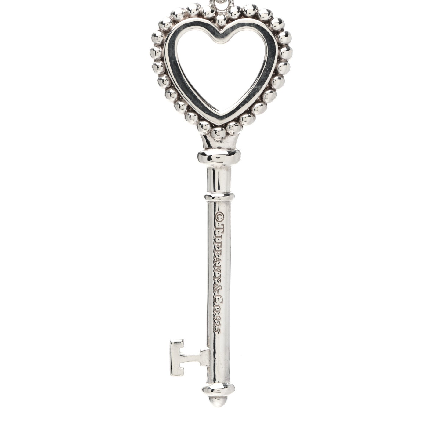 Sterling Silver Enamel Beaded Heart Key Pendant Necklace Blue