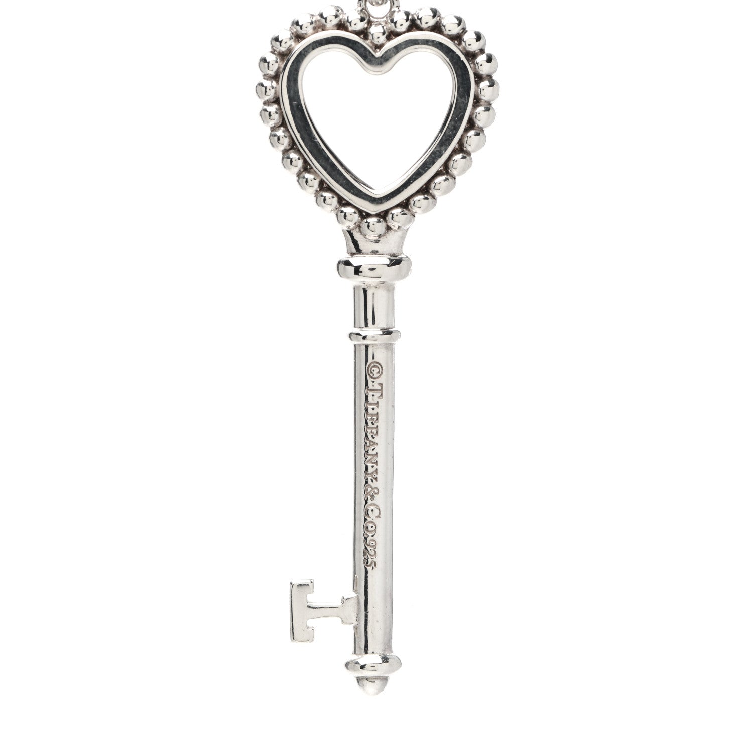 Tiffany Sterling Silver Enamel Beaded Heart Key Pendant Necklace Blue 4 of 5