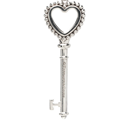 Tiffany Sterling Silver Enamel Beaded Heart Key Pendant Necklace Blue 4 of 5